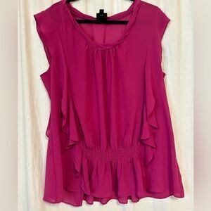 Nicole XL Purple plum peplum short sleeve top rounded neck elastic waistband